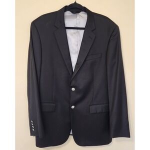 Baroni Mens Blazer Black 100% Wool Super 150s Silver Stamped Buttons 42L Jacket